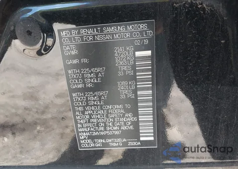 2019 Nissan Rogue Sv from USA, damaged, VIN KNMAT2MVXKP537997